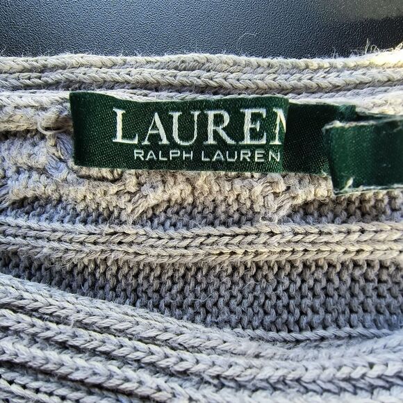 Lauren Ralph Lauren Sweater Women XL* Gray Cable Knit Cotton Hi Lo *Minor Flaws* - Picture 11 of 16